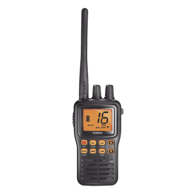 Radio Marino Portátil VHF, flotante y sumergible, Rx: 156.050-163.275MHz Tx: 156.025-157.425MHz, cumple con los canales marinos Internacionales, de EUA y Canadá