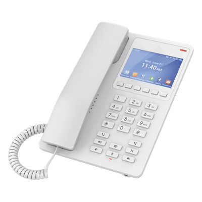 Teléfono IP Hotelero / Pantalla LCD Color / 2 Líneas SIP / Wi-Fi 6 / Códec Opus / 3 Vías Conferencia