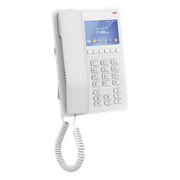 Teléfono IP Hotelero / Pantalla LCD Color / 2 Líneas SIP / Wi-Fi 6 / Códec Opus / 3 Vías Conferencia
