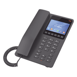 Teléfono IP Hotelero / Pantalla LCD Color / 2 Líneas SIP / Wi-Fi 6 Doble Banda / Codec Opus / USB-C Carga Rápida