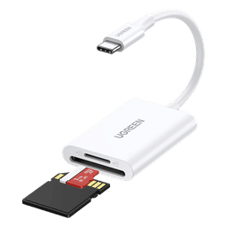 Lector de Tarjetas USB-C 3.1 | Soporta Micro-SD (TF) /SD | 5Gbps | 170 MB/s | OTG | Soporta hasta 2TB | Admite intercambio en Caliente | 2 tarjetas simultaneas | Soporta Windows/Mac OS/Linux | Color Blanco