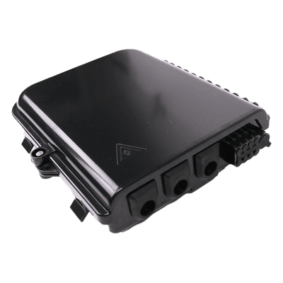Caja de Empalme FTTx / 24 Fusiones / Splitter 1x8 SC/APC / 8 Acopladores SC/APC / IP65 / 3 Entradas Ø 6-12 mm