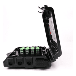 Caja de Empalme FTTx / 24 Fusiones / Splitter 1x8 SC/APC / 8 Acopladores SC/APC / IP65 / 3 Entradas Ø 6-12 mm