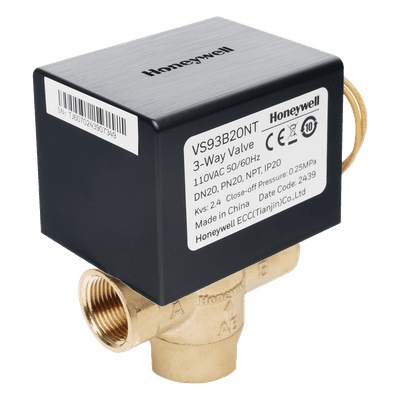 Válvula de control eléctrica de 3 vías para fancoil, retorno por resorte, normalmente cerrada, 110 V CA, DN20 (3/4"), conexión NPT