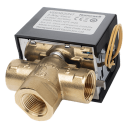 Válvula de control eléctrica de 3 vías para fancoil, retorno por resorte, normalmente cerrada, 110 V CA, DN20 (3/4"), conexión NPT