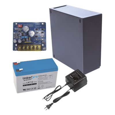 Kit Fuente de Poder con Batería de Respaldo / Salida 12 VCC 2.5 A / Batería AGM 4.5 Ah / Protección Sobretensión y Cortocircuito / Gabinete Interior