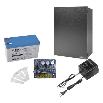 Kit de Fuente de Poder con Respaldos / 12 VCC a 4 A / Batería 12 V 7 Ah / Transformador 16-24 VCA / Protección Sobretensión y Cortocircuito