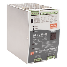 Fuente de Poder Industrial de 240W con Cargador de Baterías, salida 48Vcc, 5A, para montaje Riel Din