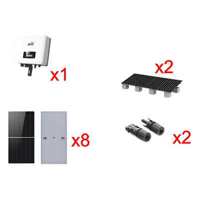 Kit Solar de Interconexión a Red / 5 kW / 220 Vca / 8 Paneles de 645 W / Inversor Monofásico con MPPT / Wi-Fi Integrado / Kit de Montaje Incluido