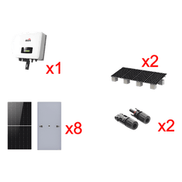 Kit Solar de Interconexión a Red / 5 kW / 220 Vca / 8 Paneles de 645 W / Inversor Monofásico con MPPT / Wi-Fi Integrado / Kit de Montaje Incluido