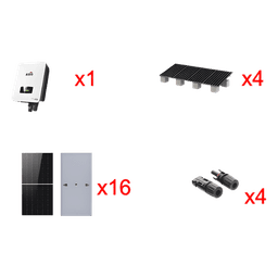 Kit Solar Interconexión / 10kW / 220Vca / 16 Paneles 645W / Montaje 4 Módulos / Eficiencia 98.40% / WiFi