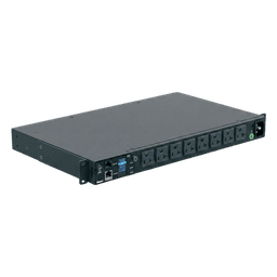 PDU Monitoreable (MI) para Distribución de Energía, Enchufe de Entrada NEMA 5-15P, Con 8 Salidas 5-20R, Horizontal 19in, 120 Vca, 20 Amp, 1UR