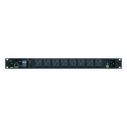 PDU Monitoreable (MI) para Distribución de Energía, Enchufe de Entrada NEMA 5-15P, Con 8 Salidas 5-20R, Horizontal 19in, 120 Vca, 20 Amp, 1UR