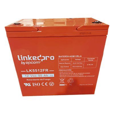 Batería de respaldo  12 V | 55 Ah | AGM | Certificada UL94-V0 Retardante a la Flama | Especial para Seguridad Electrónica | UPS  | Sistemas de emergencia | Vida útil 5 años | Terminales T2 