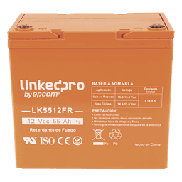 Batería de respaldo  12 V | 55 Ah | AGM | Certificada UL94-V0 Retardante a la Flama | Especial para Seguridad Electrónica | UPS  | Sistemas de emergencia | Vida útil 5 años | Terminales T2 