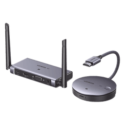 Transmisor y Receptor Inalámbrico HDMI | 50m | Salida HDMI y VGA (Simultanea) | Audio 3.5mm | Efecto 3D | Luz Indicadora LED | Clic and Go | Señal Estable | Amplia Compatibilidad | Conecta con un Clic.