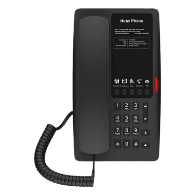 Teléfono IP Hotelero / Wi-Fi 6 Dual-Band / 2 Líneas SIP / 5 Teclas Programables / PoE 802.3af / USB-A / Audio HD
