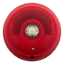 Bocina con Lámpara Estroboscópica LED / Montaje en Techo / Lente Rojo / Candela Seleccionable / 25-70.7 VRMS / 1/4-2 W