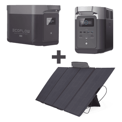 Kit de Estación de Energía Portátil 2048Wh + Batería Externa 2048Wh + Panel Solar Flexible 400W (4096Wh Totales)