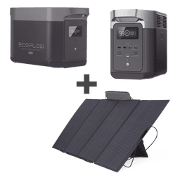 Kit de Estación de Energía Portátil 2048Wh + Batería Externa 2048Wh + Panel Solar Flexible 400W (4096Wh Totales)