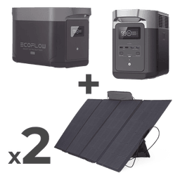 Kit de Estación de Energía Portátil 2048Wh + Batería Externa 2048Wh + 2 Paneles Solares Flexibles 400W (4096Wh, 800W Totales)