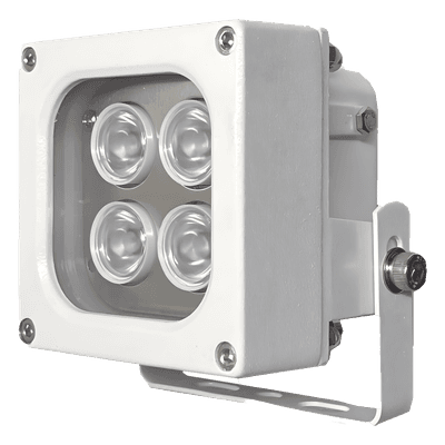 Iluminador LED / Luz Blanca / Alcance 10 m (32.8 ft) / Ángulo 120° / IP66 / 12VCC/24VCA / Fotocélula Integrada