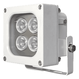 Iluminador LED / Luz Blanca / Alcance 10 m (32.8 ft) / Ángulo 120° / IP66 / 12VCC/24VCA / Fotocélula Integrada