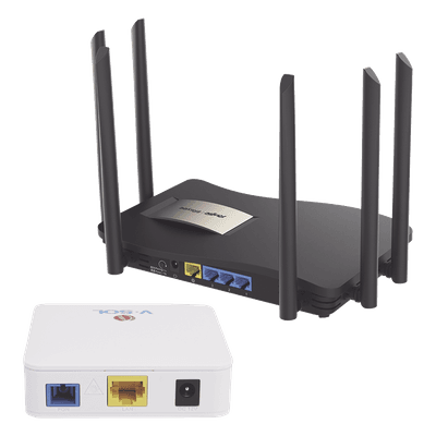 Kit 2 ONU Bridge V-Sol, Dual GPON/EPON con Router Home Mesh Ideal para distribuciones WISP de mayor cobertura Wi-Fi en Hogares y Oficinas