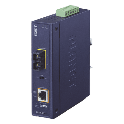 Convertidor de medios industrial PoE+ 1000BASE-SX a 10/100/1000BASE-T 802.3at (SC,MM) -550 m