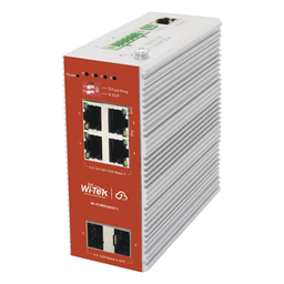 Switch PoE Industrial L2+ / 4 Puertos Gigabit PoE 802.3af/at / 2 Puertos SFP / Presupuesto PoE 120 W / Administración Cloud / Protocolo ERPS / Sin Ventiladores / IP40