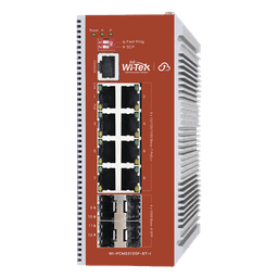 Switch PoE Industrial L2+ / 8 Puertos 100/1000 Mbps / 4 SFP Gigabit / 460 W / Cloud-Web-CLI / ERPS / -40 a 75 °C
