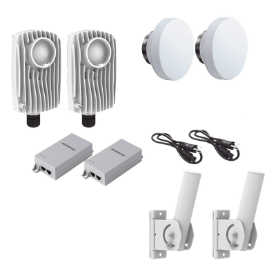 Kit de 2 radios C6X con 2 antenas de (12 dBi), rango de frecuencia extendida (4.9 a 6.4 GHz),  incluye inyector POE, cable de alimentación y 2 FLEXIMOUNT-XL para alineación