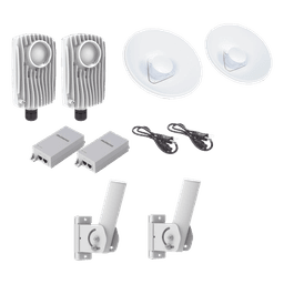 Kit de 2 radios C6X con 2 antenas de (20 dBi), rango de frecuencia extendida (5.1 a 6.4 GHz),  incluye inyector POE, cable de alimentación y 2 FLEXIMOUNT-XL para alineación