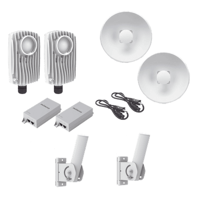 Kit de 2 radios C6X con 2 antenas de (25 dBi), rango de frecuencia extendida (5.1 a 6.4 GHz),  incluye inyector POE, cable de alimentación y 2 FLEXIMOUNT-XL para alineación