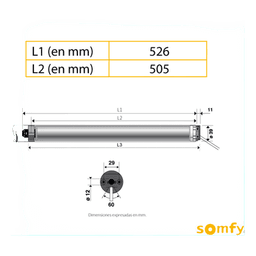 Motor Tubular Mecánico / 4 Hilos / 120 VCA / Tubo 50 mm / Persiana hasta 3 m (9.8 ft) ancho / 4 m (13.1 ft) alto / 33-60 rpm / 49 dB