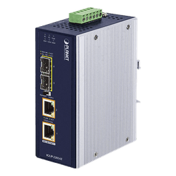 Convertidor de Medios Industrial de 2 Puertos SFP 100/1000X a 2 Puertos RJ45 10/100/1000T 802.3bt PoE++
