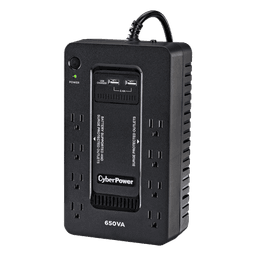 UPS de 650 VA/390 W, Topología Standby con Modo Ahorrador ECO, Entrada 120 Vca NEMA 5-15P, Con 8 Tomas NEMA 5-15R 