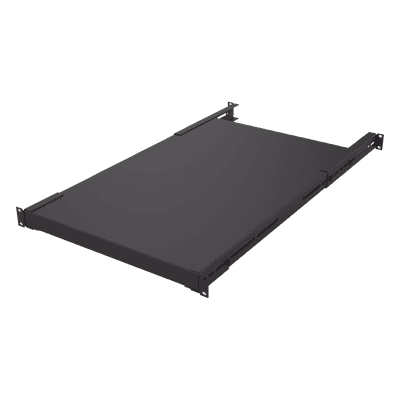Charola Rackeable de profundidad ajustable para Soportar Equipos en Rack de 19 in, Doble Fijación, Color Negro, 3U