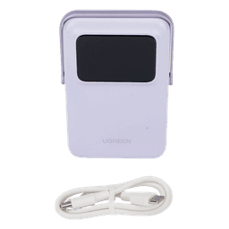Power Bank Serie UNO Inalambrico | 10000mAh | 7.5W/20W  |  Con Emojis de Estado | Carga Rápida USB-C Bidireccional  | Pantalla TFT  Inteligente | Con Holder | Color Purple.