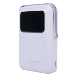 Power Bank Serie UNO Inalambrico | 10000mAh | 7.5W/20W  |  Con Emojis de Estado | Carga Rápida USB-C Bidireccional  | Pantalla TFT  Inteligente | Con Holder | Color Purple.