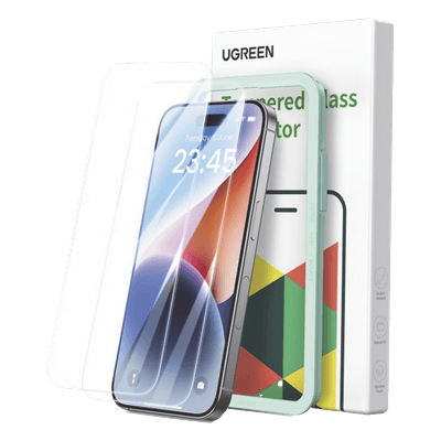 Protector de pantalla UGREEN HD con marco de instalación para iPhone 15/16 (paquete de 2)