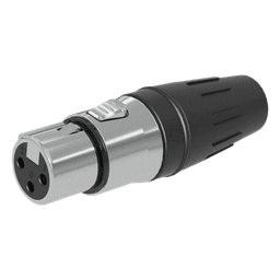 Conector hembra XLR de 3 núcleos con carcasa de acero inoxidable y contactos chapados en oro