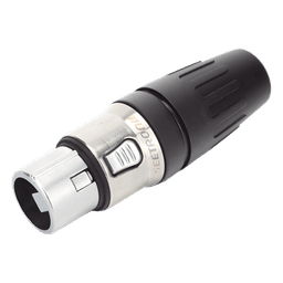 Conector hembra XLR de 3 núcleos con carcasa de acero inoxidable y contactos chapados en oro