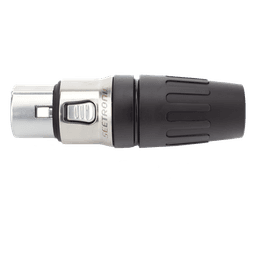 Conector hembra XLR de 3 núcleos con carcasa de acero inoxidable y contactos chapados en oro