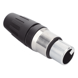 Conector hembra XLR de 3 núcleos con carcasa de acero inoxidable y contactos chapados en oro