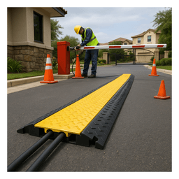 Protector de Cable de 5 Canales / Base de Goma y Tapa de Plástico / Capacidad 4.6 Toneladas / Canal 38x35MM / Longitud 90 cm / Amarillo y Negro