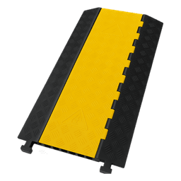 Protector de Cable de 3 Canales / Base de Goma y Tapa de Plástico / Tamaño del Canal 56x55MM / Capacidad de Carga 6.1 Toneladas / Longitud 90 cm / Ancho del Contorno 50 cm / Altura 7.5 cm / Color Amarillo-Negro / Material Hule