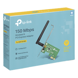 Adaptador Inalámbrico PCI Express / 150 Mbps / Banda 2.4 GHz / Antena Desmontable 2 dBi / IEEE 802.11n/g/b
