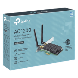 Adaptador PCI Express Wi-Fi / Doble Banda AC1200 / 2.4 y 5 GHz / 2x2 MU-MIMO / Antenas Desmontables 2 dBi / Perfil Bajo y Completo