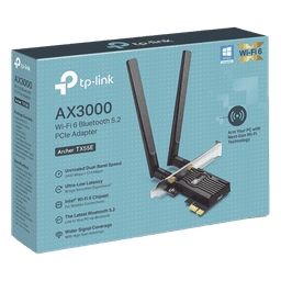 Adaptador PCIe Wi-Fi 6 / AX3000 Mbps / Doble Banda 2.4/5 GHz / MU-MIMO 2x2 / Bluetooth 5.2 / WPA3 / Antenas 2 dBi / Perfil Bajo y Completo
